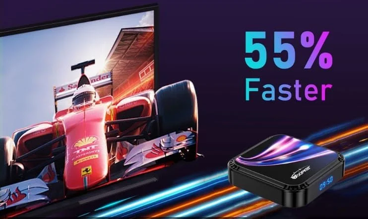 اندروید باکس تلویزیون CHROX 13.0 - اسمارت تی وی باکس 4 گیگابایت رم 32 گیگابایت حافظه داخلی، وای فای دو بانده، پردازنده RK3528 با پشتیبانی از پخش هوشمند 8K HDR همراه با کیبورد، بلوتوث 4.1، ست تاپ باکس H.265، 2 گیگابایت رم + 16 گیگابایت حافظه داخلی