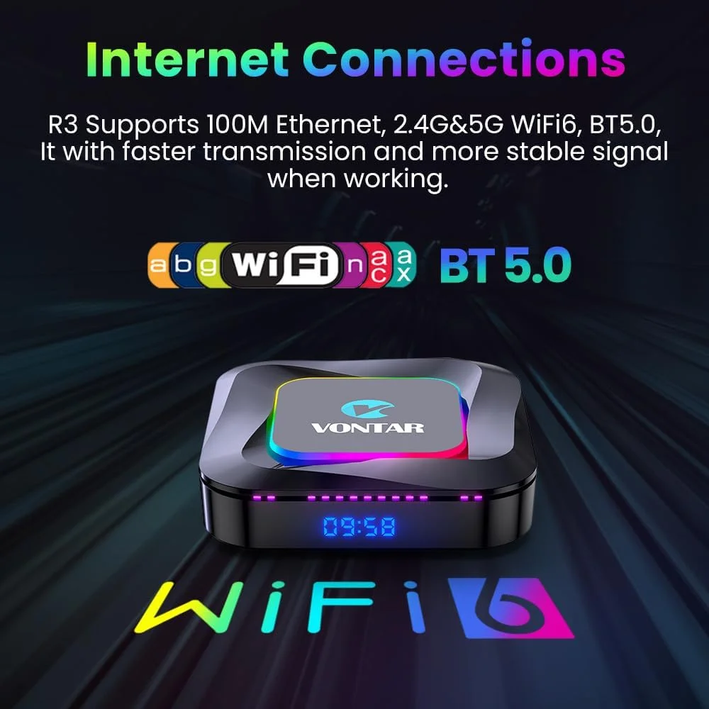 اندروید باکس CHROX با اندروید 13.0، V0NTAR R3 Tv Box با پردازنده چهار هسته ای RK3528، رم 4 گیگابایت و حافظه داخلی 64 گیگابایت، پخش کننده رسانه هوشمند اندروید با پشتیبانی از USB 3.0 / 3D / 4K / 8K H.265 / 2.4G Wifi، ست تاپ باکس تلویزیون، 4 گیگابایت رم + 128 گیگابایت حافظه داخلی