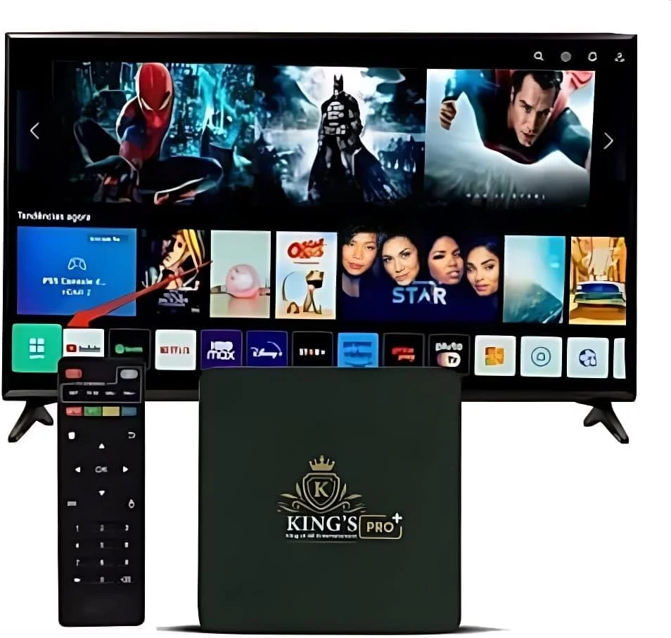 کینگز پرو اندروید تی وی باکس، 32 گیگابایت رم، 512 گیگابایت رام، دسترسی به تمام کانال ها و کانال های تلویزیونی به تمام زبان ها، پخش کننده رسانه هوشمند 14K Ultra HD، اندروید 14.0، وای فای 5G