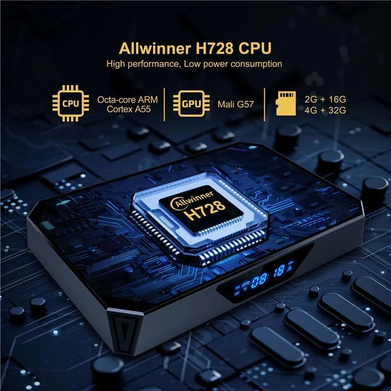 اندروید باکس 14.0 CHROX مدل X96Q PRO+1، رام H728، چهارهسته‌ای 64 بیتی، پشتیبانی از HD 4K/ 3D/ H.265، اترنت 2.4/5G وای فای دوگانه 10/100M BT 5.0، ست تاپ باکس، 4 گیگابایت + 64 گیگابایت