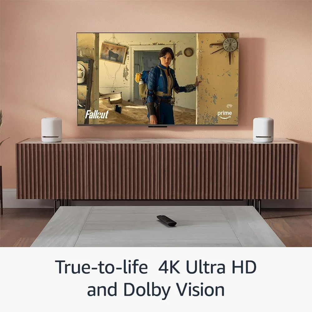 استیک تلویزیون 4K Fiireee با ریموت صوتی جدید، پخش ویدیو تا کیفیت 4K HDR، دارای 1 پورت HDMI، وای فای 6 دو بانده، پشتیبانی از HDR10+ و HLG Vision