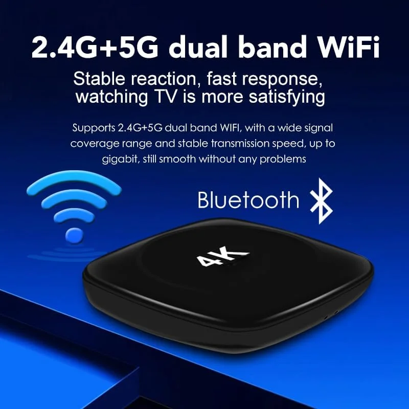 جعبه پخش رسانه هوشمند 4K Ultra HD | وای فای دو بانده 5G | دستگاه استریم HDR10 | پردازنده چهار هسته ای | 2 گیگابایت رم 16 گیگابایت حافظه | کنترل از راه دور صوتی | نسخه 2025