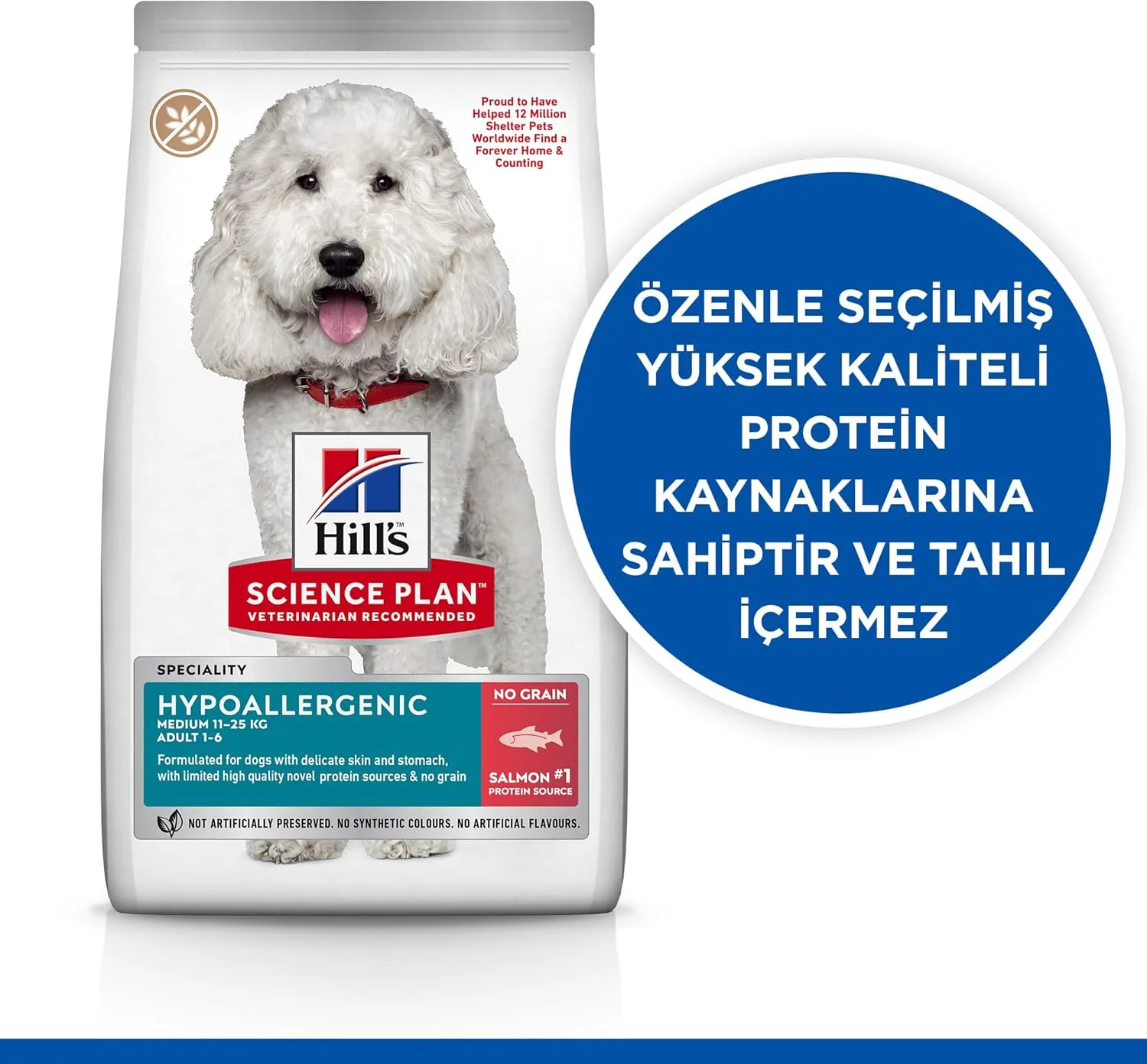 غذای خشک سگ بالغ نژاد متوسط هیلز ساینس پلن هایپوآلرژنیک با طعم ماهی سالمون - 12 کیلوگرم