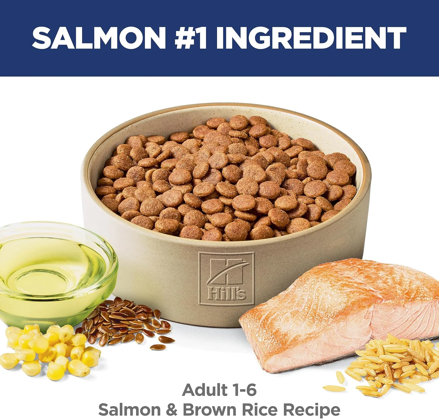 غذای خشک سگ بالغ هیلز ساینس دایت 1-6، غذای مغذی ممتاز برای بزرگسالان 1-6 سال، طعم ماهی سالمون و برنج قهوه ای، کیسه 6.35 کیلوگرمی