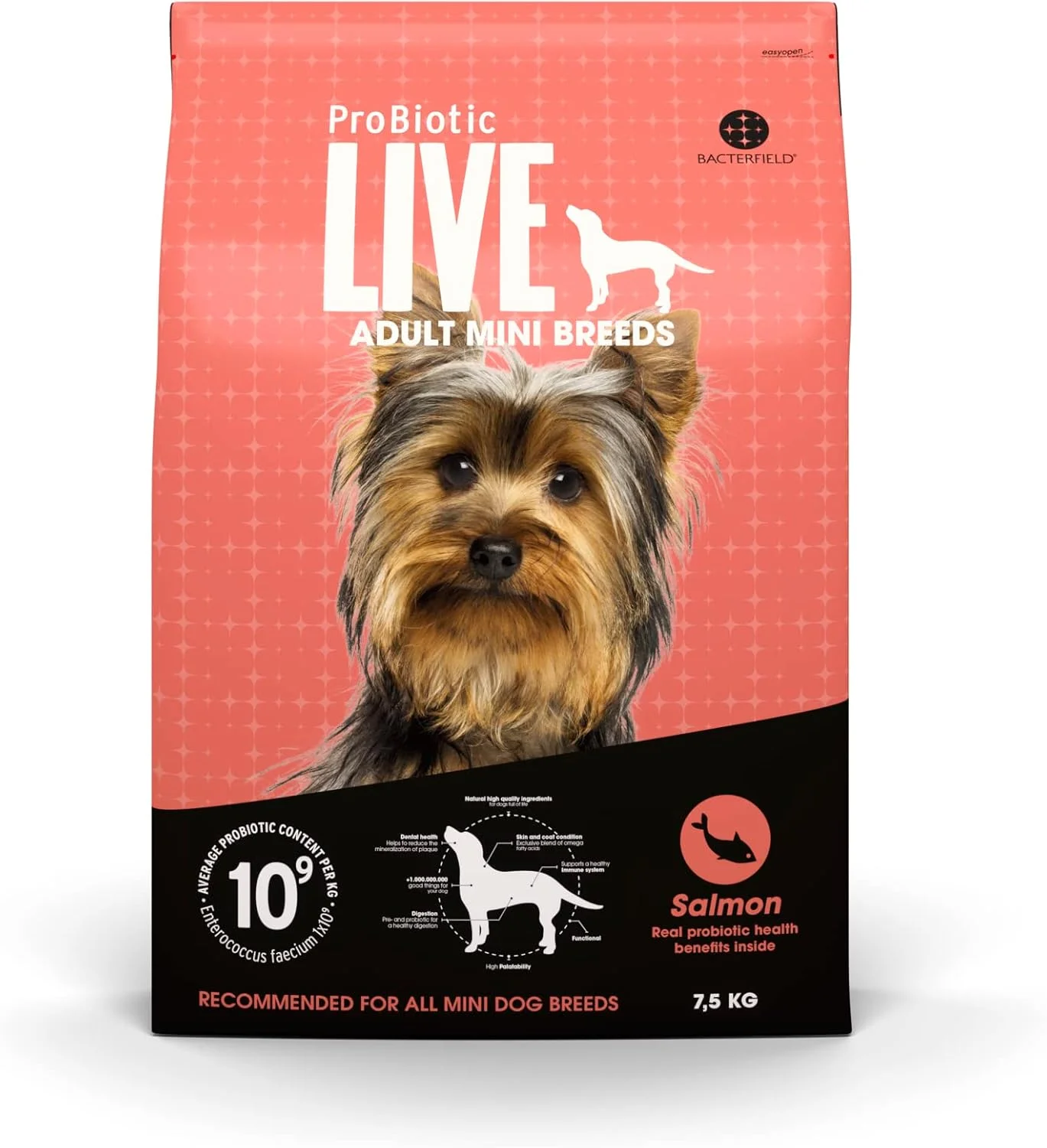 غذای خشک سگ نژاد مینی پروبیوتیک لایو (ماهی سالمون، 7.5 کیلوگرم)