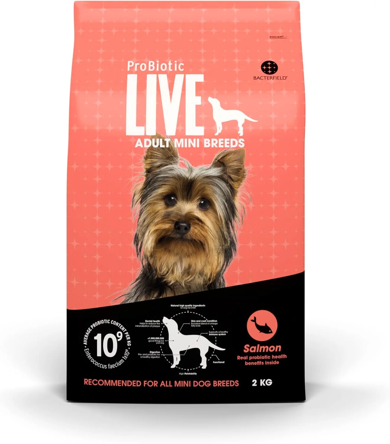 غذای خشک سگ نژاد مینی پرو بیوتیک لایو (سالمون، 2 کیلوگرم) برای سگ های بالغ