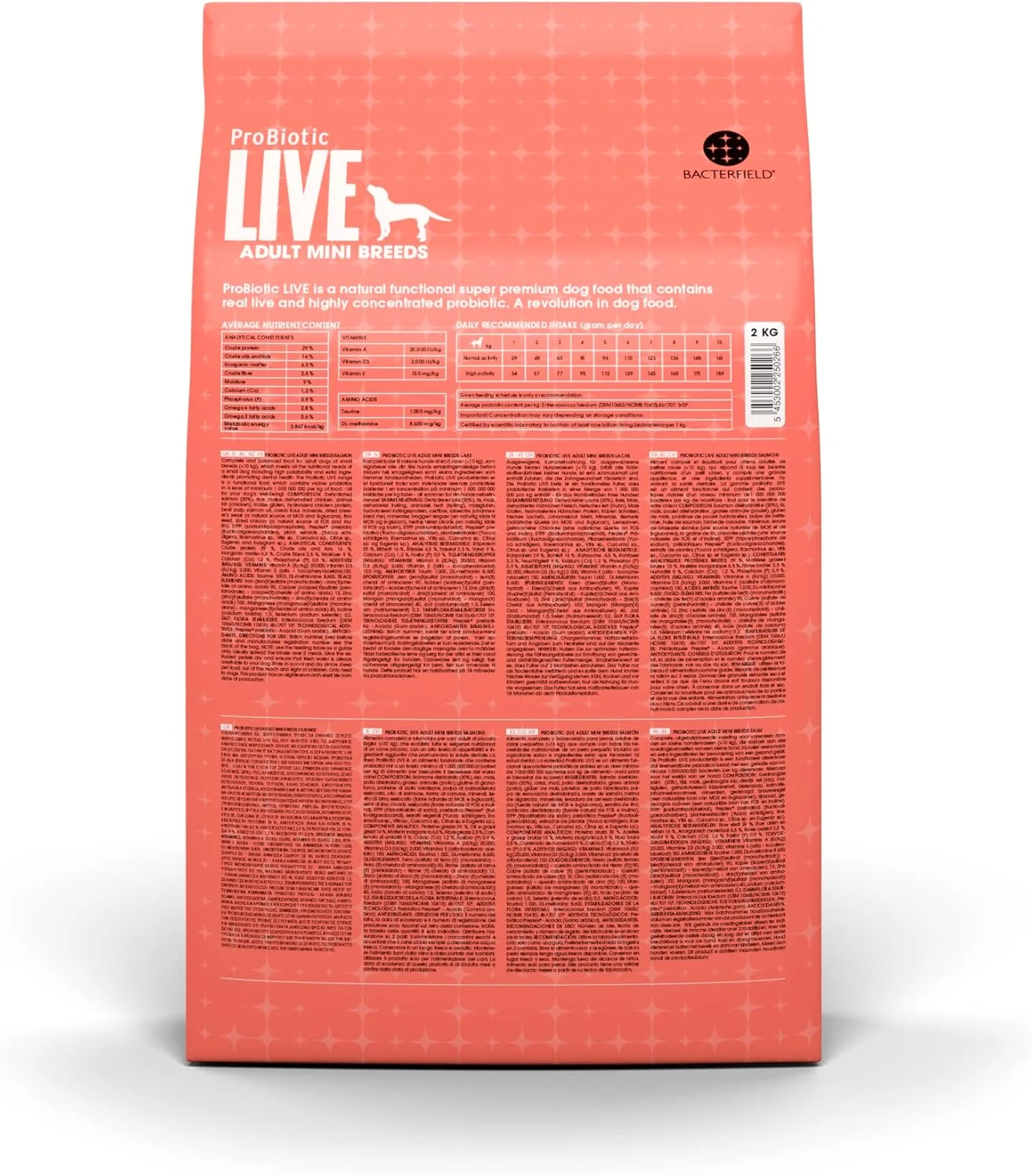 غذای خشک سگ نژاد مینی پرو بیوتیک لایو (سالمون، 2 کیلوگرم) برای سگ های بالغ