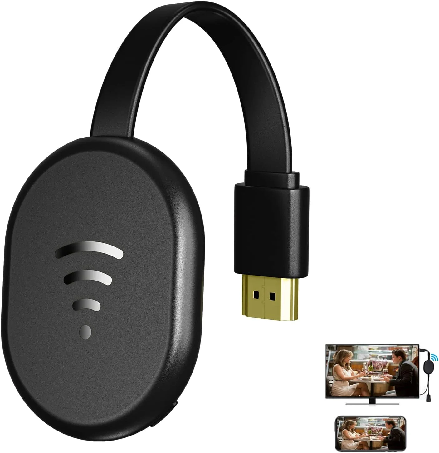 دانگل آداپتور نمایشگر HDMI بی سیم HRpart، آداپتور تلویزیون برای برنامه های YouTube، دانگل گیرنده بازتاب ویدیو، مورد استفاده برای پخش/بازتاب Mac iOS Android به تلویزیون/پروژکتور/مانیتور