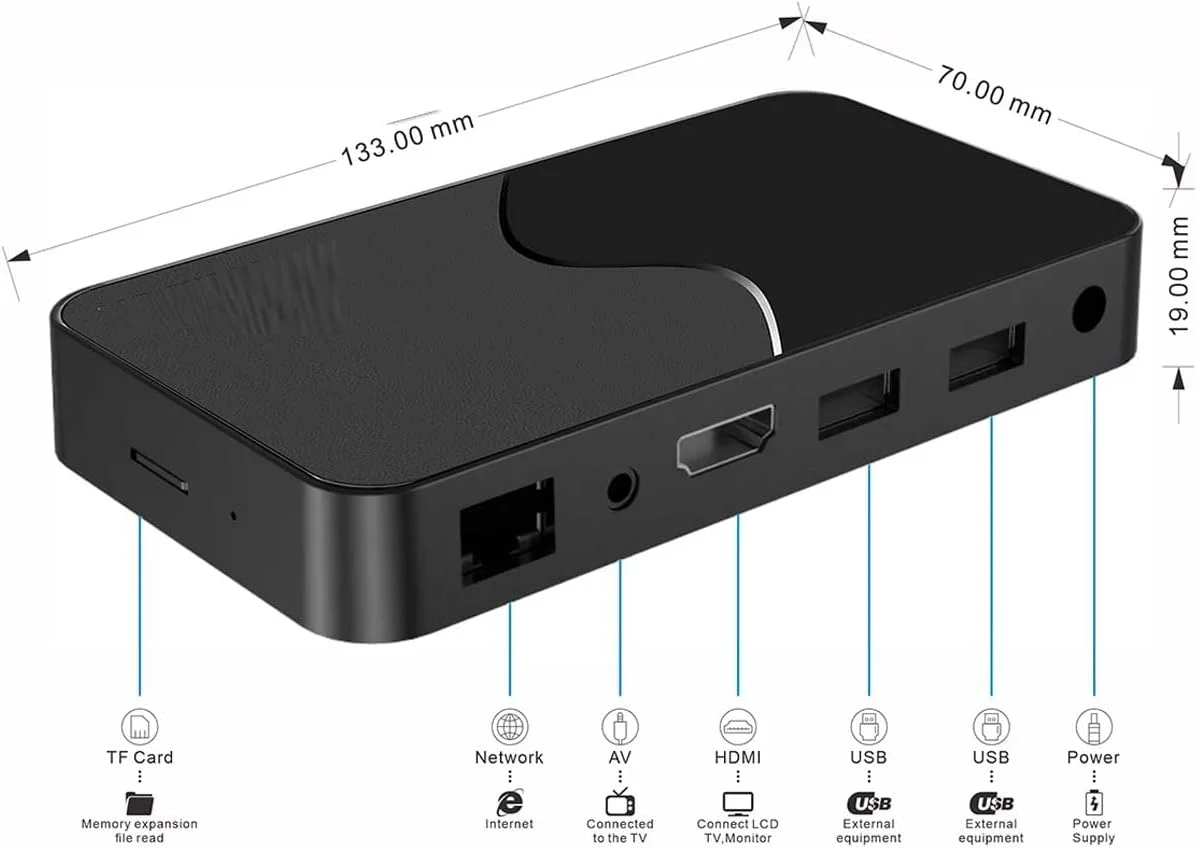 دستگاه پخش رسانه هوشمند 8K UHD | رم 2 گیگابایت حافظه 16 گیگابایت | وای فای دوگانه | خروجی HDMI | کنترل از راه دور | پشتیبانی از پخش آنلاین ویدیو