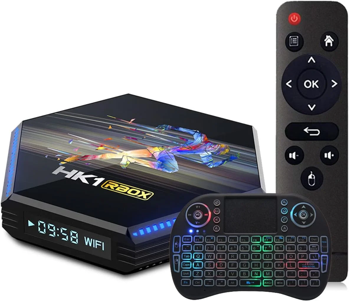اندروید باکس 11.0، مدل HK1 RBOX R2 با 8 گیگابایت رم و 64 گیگابایت رام، تراشه RK3566، ست تاپ باکس هوشمند با وای فای 2.4G/5G و بلوتوث 4.2 داخلی، پخش کننده رسانه با پشتیبانی از ویدیوهای 3D 8K UHD، به همراه مینی کیبورد بی سیم، 4 گیگابایت + 64 گیگابایت