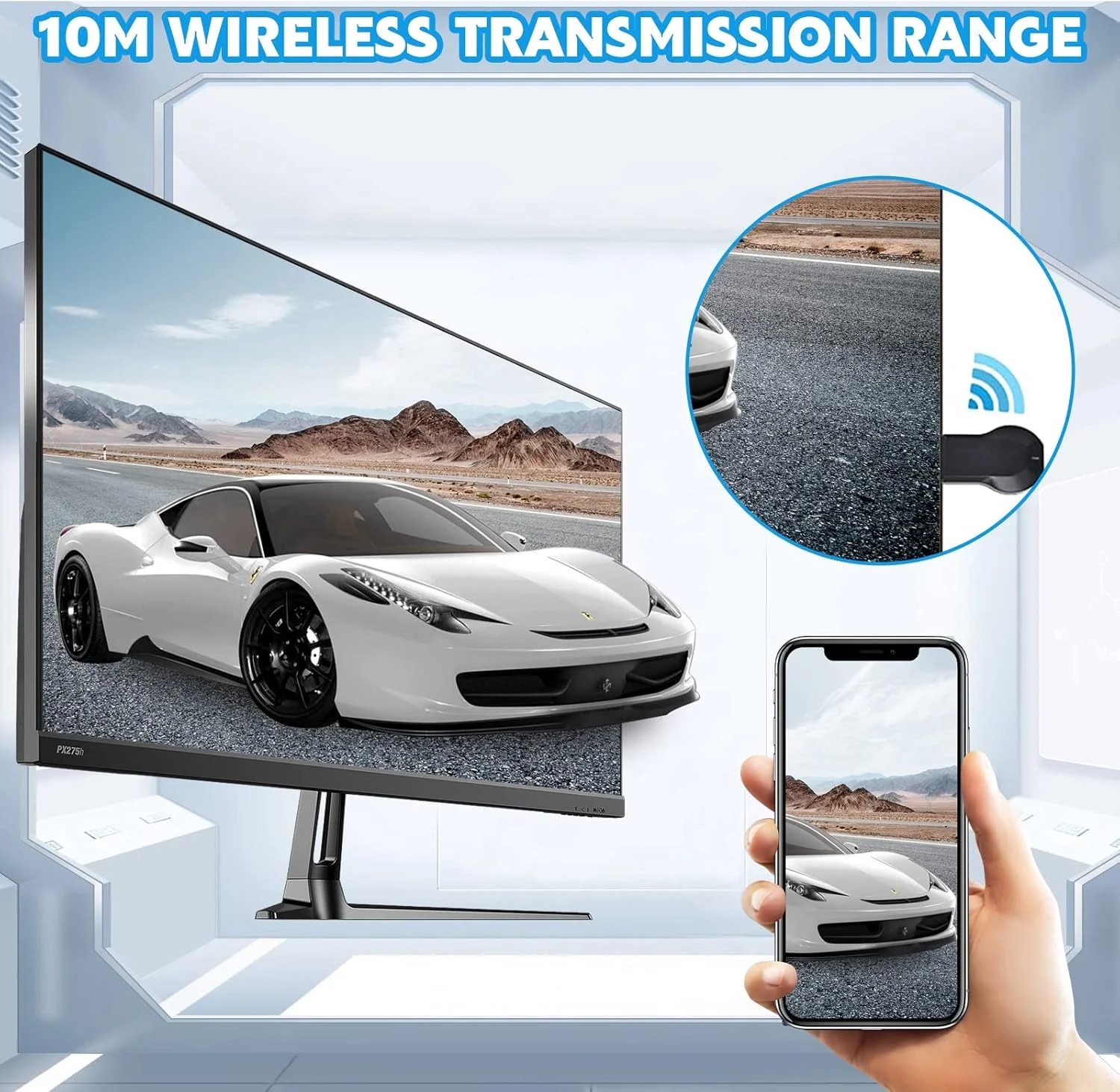 آداپتور نمایشگر بی سیم HDMI - دانگل گیرنده انعکاس صفحه نمایش موبایل WiFi 4K و 1080P به تلویزیون/پروژکتور با پشتیبانی از ویندوز