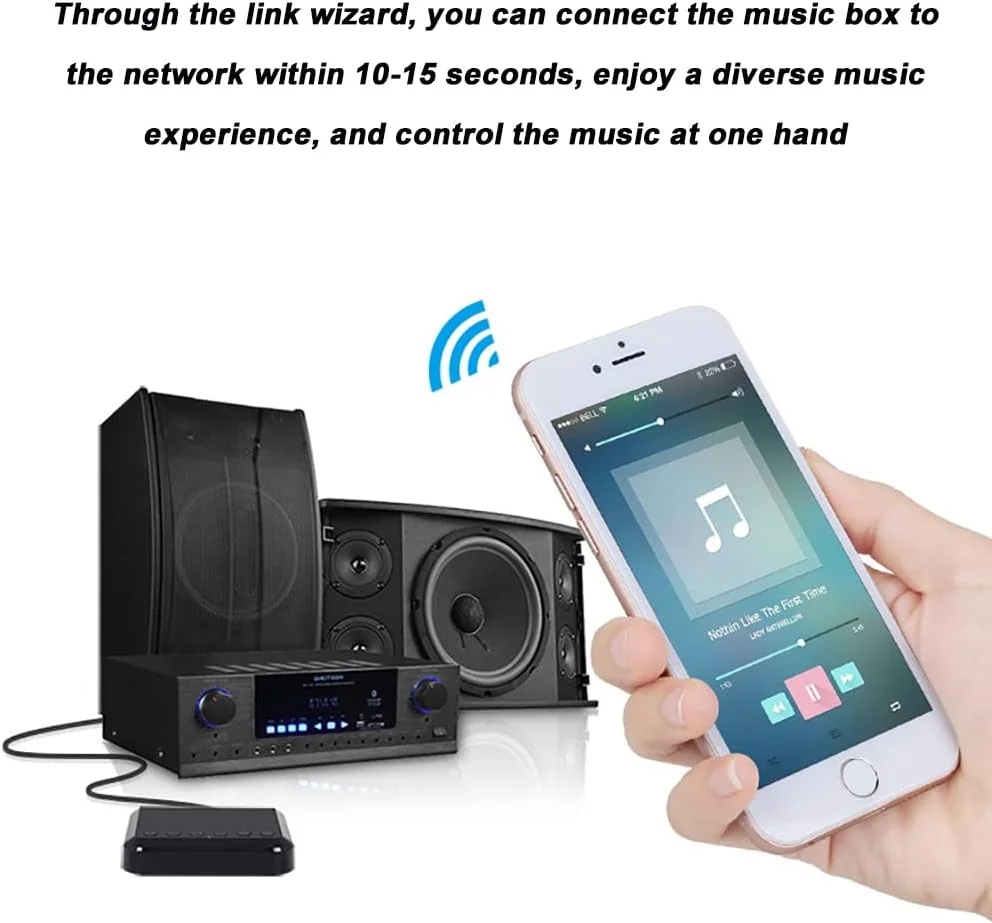 پخش کننده موسیقی استریمینگ وای فای GZDpwgn، پخش صوتی شبکه چند اتاقه، گیرنده بی سیم اپتیکال Aux بلوتوث، خروجی دوگانه همزمان، اتصال هوشمند با یک کلید