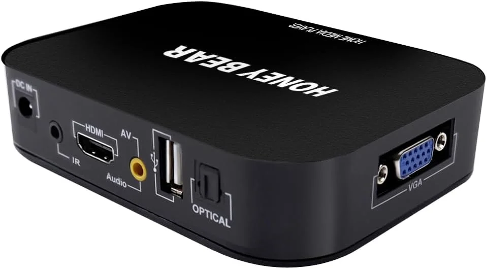 مدیا پلیر Honey Bear Full HD 1080P TV BOX برای هارد اکسترنال 2 ترابایتی، HDMI، AV، USB، پورت VGA، SD/MMC مدیا پلیر Honey Bear Full HD 1080P TV BOX برای هارد اکسترنال 2 ترابایتی، HDMI، AV، USB، پورت VGA، SD/MMC