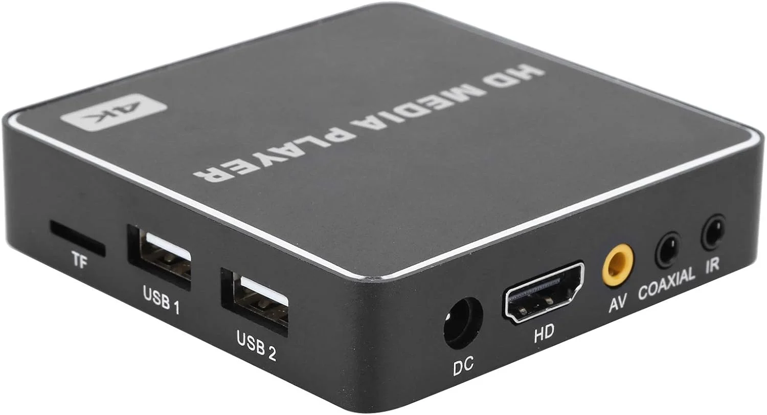 پخش کننده چند رسانه ای Goshyda، مینی فول اچ دی 1080P USB مدیا باکس پخش کننده ویدیو 4K HDMI، پشتیبانی از صفحه نمایش عمودی افقی، 100-240 ولت، برای اندروید 4.4.2 (EU)