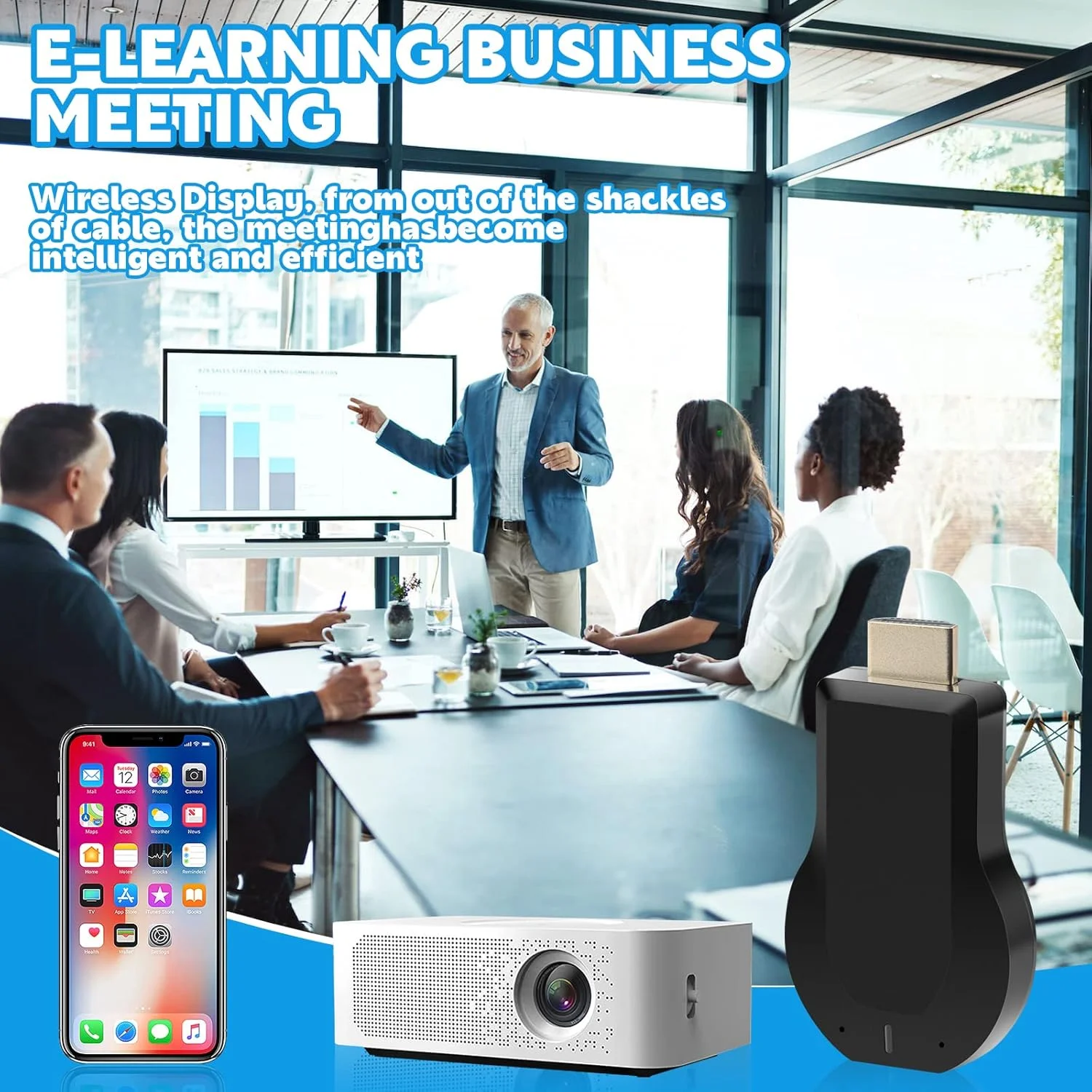 آداپتور نمایشگر بی سیم HDMI - دانگل گیرنده انعکاس صفحه نمایش موبایل WiFi 4K و 1080P به تلویزیون/پروژکتور با پشتیبانی از ویندوز