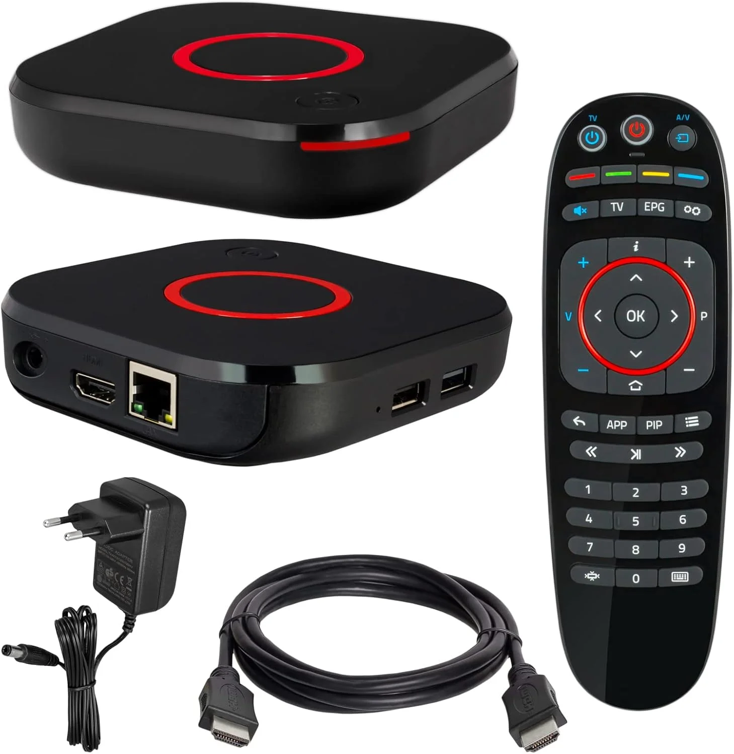 ست تاپ باکس اورجینال HB-DIGITAL MAG 544w3 Infomir و پخش کننده چند رسانه ای 4K، گیرنده تلویزیون UHD 60FPS 2160p@60 FPS HDMI 2.1 با پشتیبانی از 4K و HEVC USB3.0 4X Arm Cortex-A35 + کابل HDMI