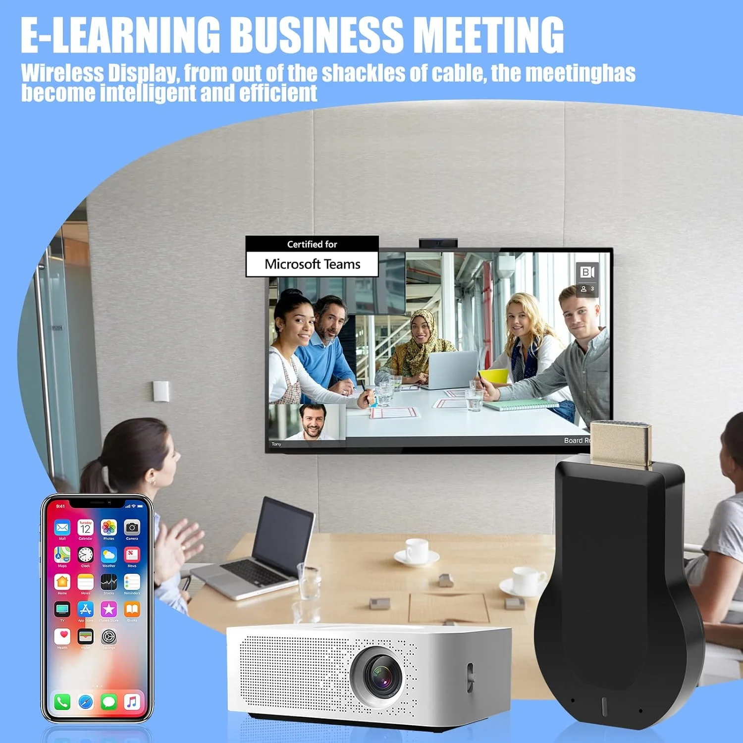 آداپتور نمایشگر بی سیم HDMI - دانگل گیرنده انعکاس صفحه نمایش موبایل WiFi 4K و 1080P به تلویزیون/پروژکتور با پشتیبانی از ویندوز