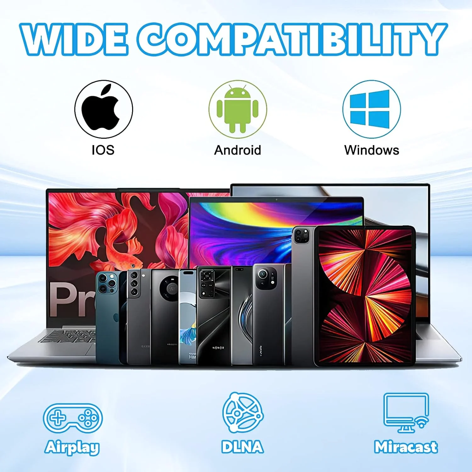 آداپتور نمایشگر بی سیم HDMI - دانگل گیرنده انعکاس صفحه نمایش موبایل WiFi 4K و 1080P به تلویزیون/پروژکتور با پشتیبانی از ویندوز