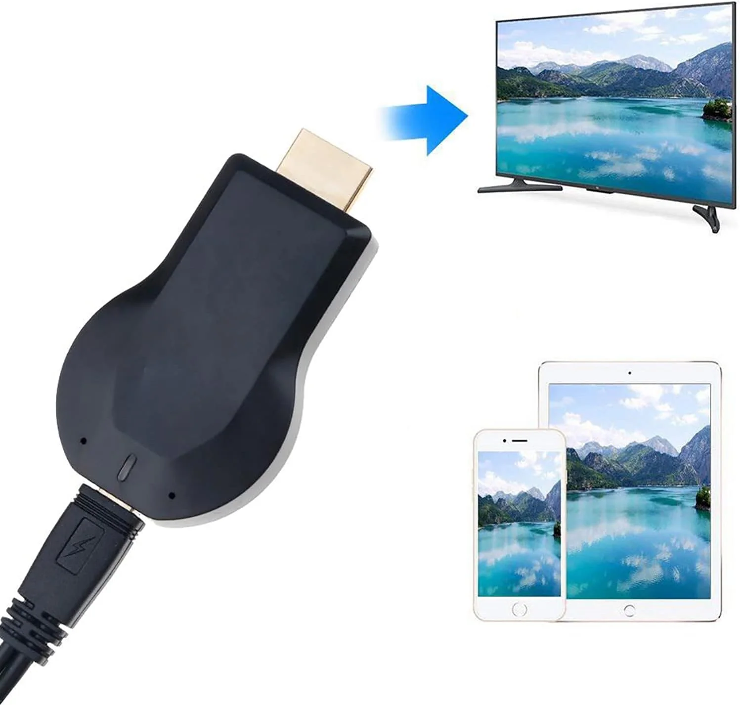 دانگل نمایشگر بی‌سیم GPPX، گیرنده نمایشگر بی‌سیم 1080P، آداپتور نمایشگر HDMI، پشتیبانی از Airplay DLNA Miracast