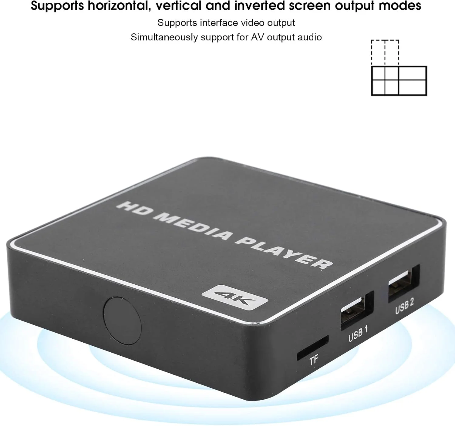 پخش کننده چند رسانه ای Goshyda، مینی فول اچ دی 1080P USB مدیا باکس پخش کننده ویدیو 4K HDMI، پشتیبانی از صفحه نمایش عمودی افقی، 100-240 ولت، برای اندروید 4.4.2 (EU)