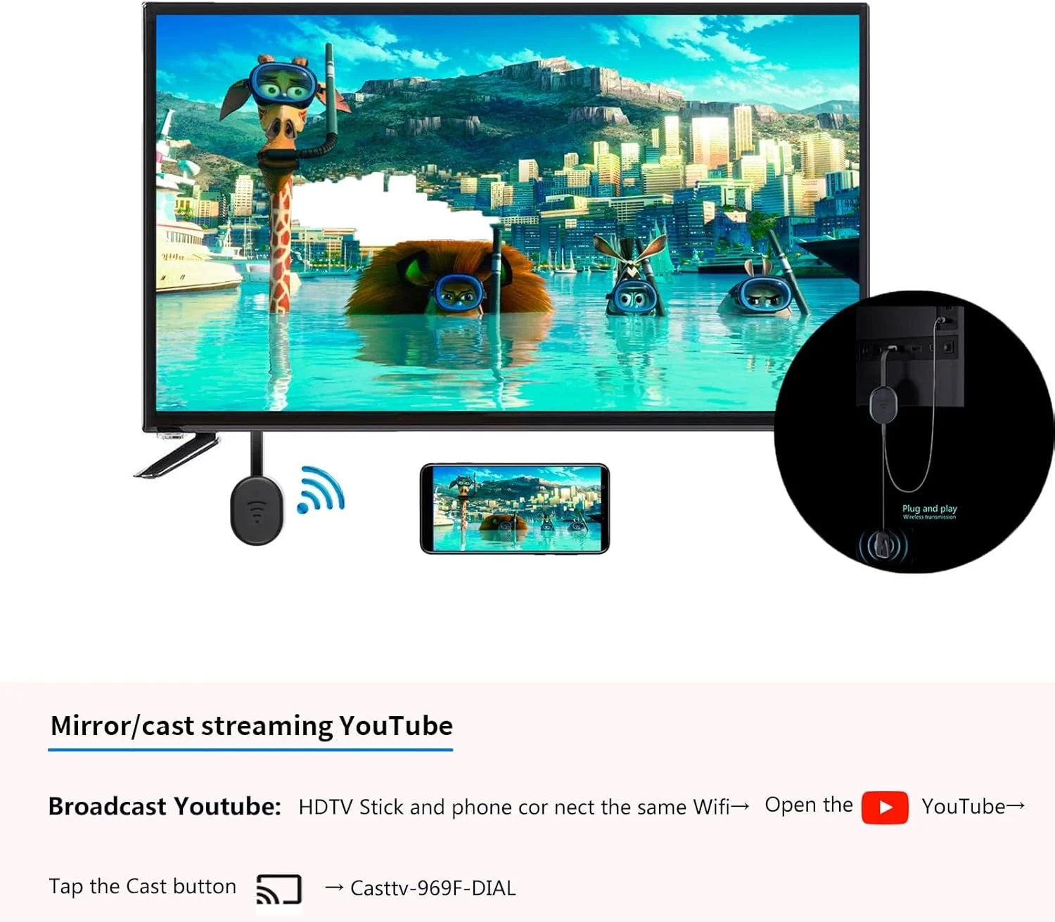 دانگل آداپتور نمایشگر HDMI بی سیم KASTWAVE، آداپتور تلویزیون برای برنامه های YouTube، دانگل گیرنده Mirroring ویدیو، مورد استفاده برای iPhone Mac iOS Android Casting/Mirroring به تلویزیون/پروژکتور/مانیتور دانگل آداپتور نمایشگر HDMI بی سیم KASTWAVE، آداپتور تلویزیون برای برنامه های YouTube، دانگل گیرنده Mirroring ویدیو، مورد استفاده برای iPhone Mac iOS Android Casting/Mirroring به تلویزیون/پروژکتور/مانیتور