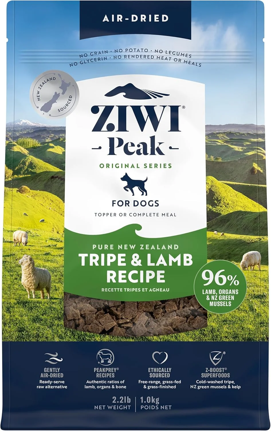 غذای خشک سگ ZIWI Peak با طعم سیرابی و بره - 1 کیلوگرم