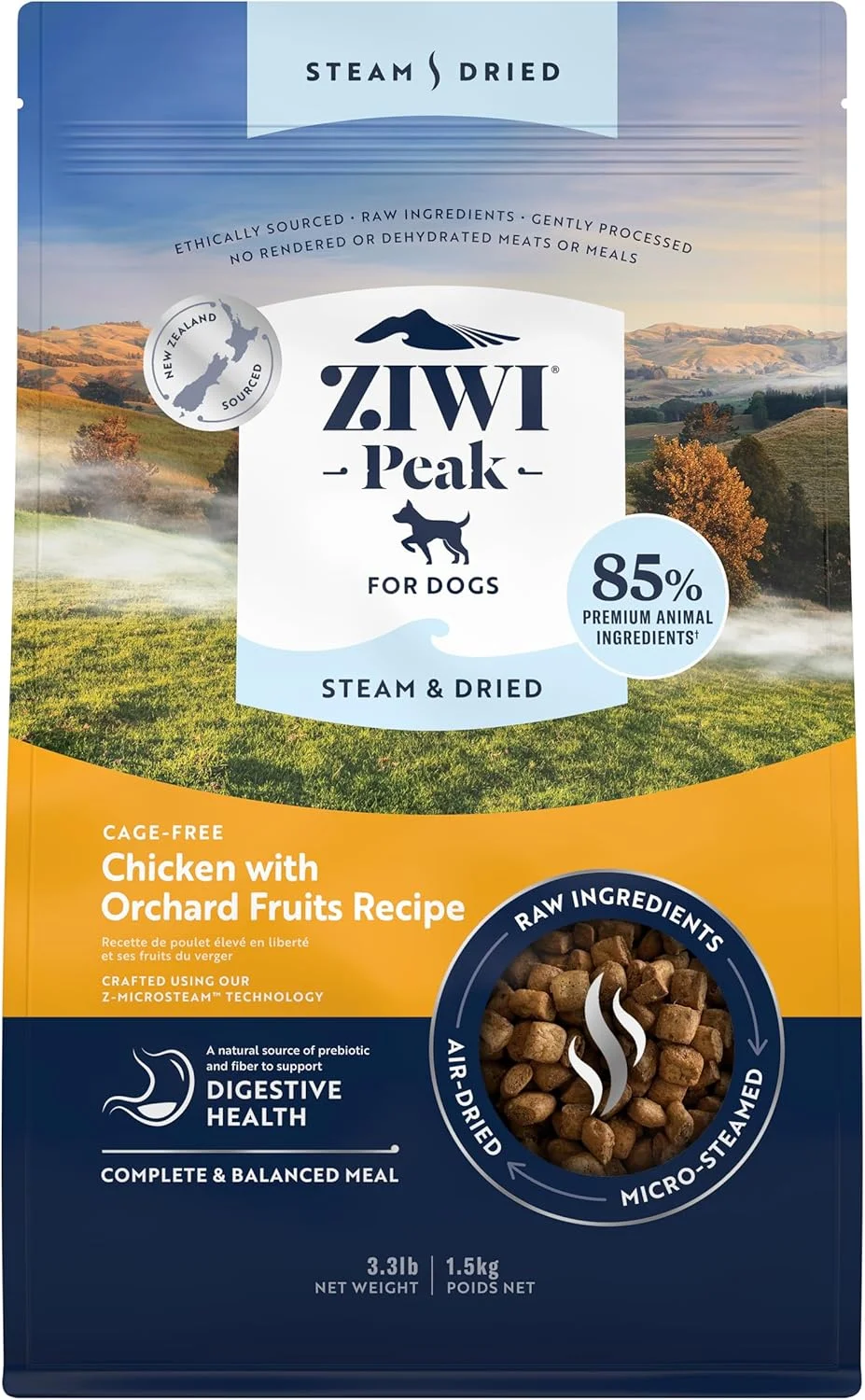 غذای سگ با طعم مرغ ZIWI Peak بخارپز و خشک شده 1.5 کیلوگرمی