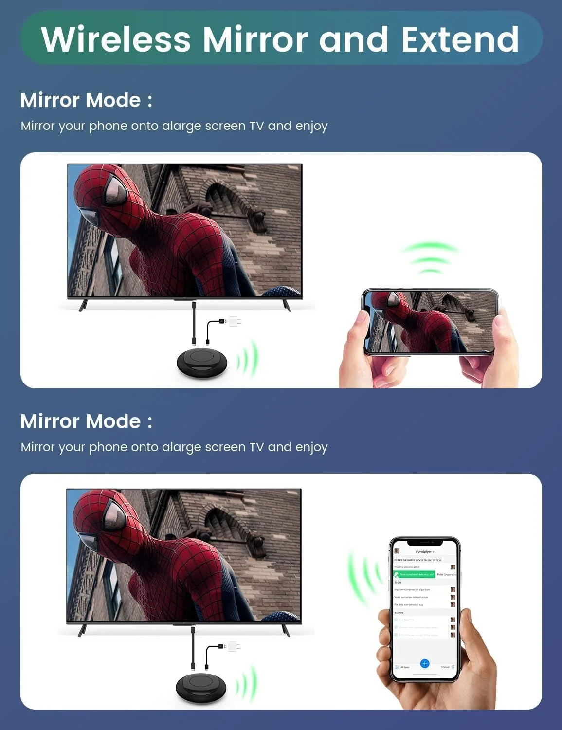 دانگل آداپتور نمایشگر HDMI بی سیم KASTWAVE - پخش از لپ تاپ، کامپیوتر یا تلفن هوشمند به تلویزیون HD/پروژکتور - بدون نیاز به نصب یا برنامه - سازگار با iOS، Android، Windows، MacOS دانگل آداپتور نمایشگر HDMI بی سیم KASTWAVE - پخش از لپ تاپ، کامپیوتر یا تلفن هوشمند به تلویزیون HD/پروژکتور - بدون نیاز به نصب یا برنامه - سازگار با iOS، Android، Windows، MacOS