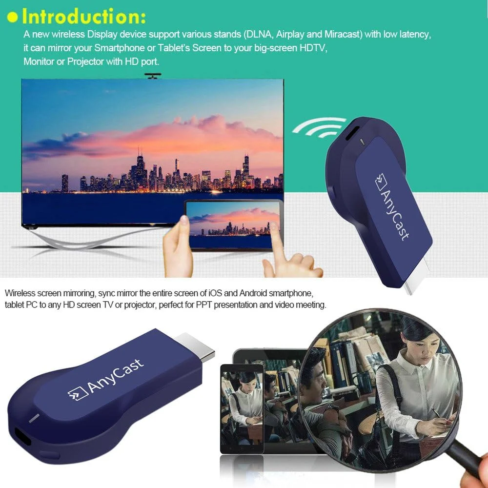 دانگل نمایشگر وایرلس وای فای جدید Morelian، گیرنده استیک تلویزیون HD 1080P، Miracast Airplay DLNA Mirroring برای گوشی هوشمند اندروید iOS، تبلت، کامپیوتر به پروژکتور HDTV