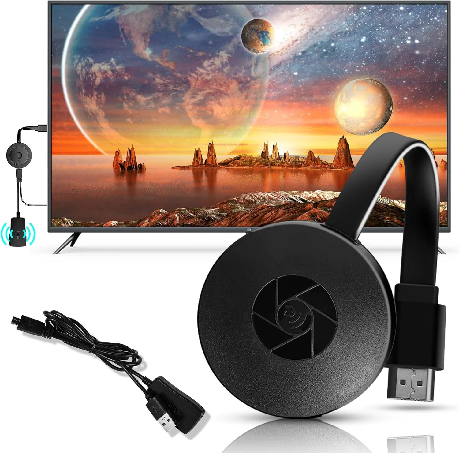 دانگل میراکست HDM، دانگل HDMI بی‌سیم، دانگل HDMI میراکست فول اچ دی، آداپتور نمایشگر بی‌سیم فرستنده HDMI، دانگل نمایشگر Wi-Fi اندروید/OS/ویندوز/آیپد، تلفن، کامپیوتر به HDTV/مانیتور/پروژکتور