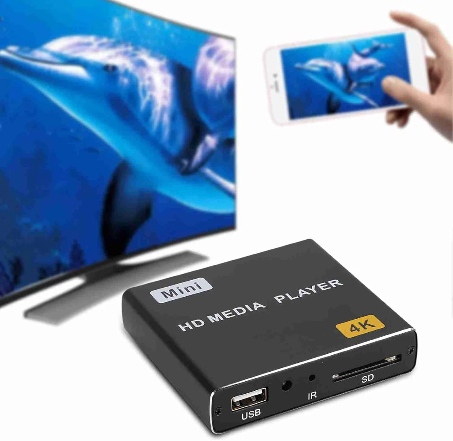 پخش کننده رسانه ای 4K Full HD مورلیان، برای سیستم هوشمند، پخش پایدار، مصرف برق پایین، خروجی 1080P، مرور JPEG، BMP، GIF، پشتیبانی از فرمت های مختلف MP3، WMA، APE، FLAC، AAC، OGG، (دوشاخه GB)