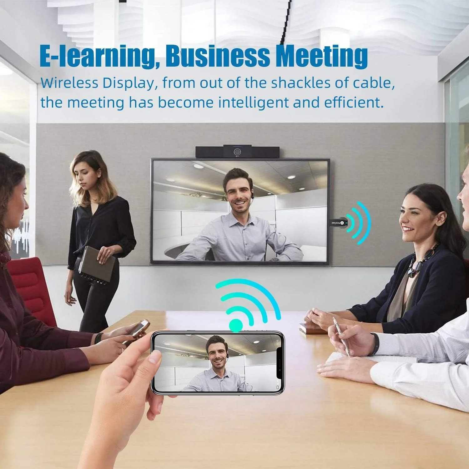 دانگل گیرنده وای فای HDMI 1080P برای انتقال تصویر موبایل - استریم بی سیم برای اندروید، مک و ویندوز به تلویزیون/پروژکتور، نمایشگر با کیفیت بالا، نصب آسان، پلاگ اند پلی