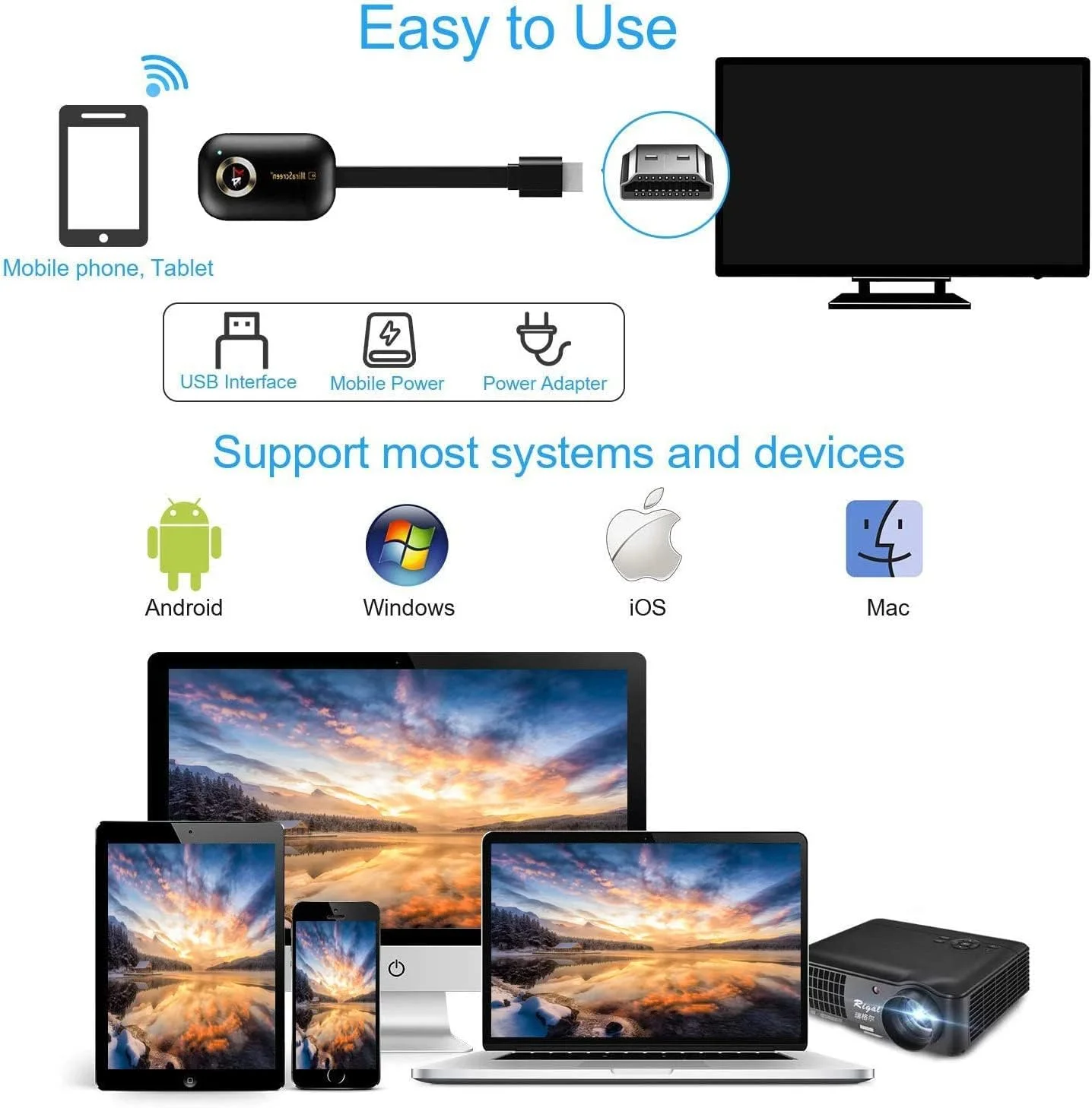 آداپتور MiraScreen Tobo برای انتقال تصویر به تلویزیون، دانگل نمایشگر بیسیم G9 Plus 4K برای اتصال کامپیوتر، تبلت و تلفن به تلویزیون، پروژکتور و مانیتور مدل TD-853WA آداپتور MiraScreen Tobo برای انتقال تصویر به تلویزیون، دانگل نمایشگر بیسیم G9 Plus 4K برای اتصال کامپیوتر، تبلت و تلفن به تلویزیون، پروژکتور و مانیتور مدل TD-853WA