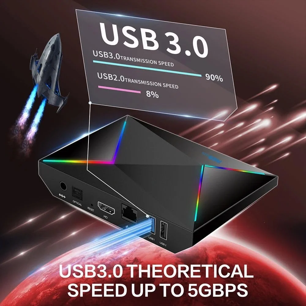 جدیدترین اندروید باکس استریمینگ R69 Plus با کیفیت 8K Ultra HD - هشت هسته ای 64 بیتی - اترنت 1000M با آخرین اندروید 14 - 2 گیگابایت رم و 16 گیگابایت حافظه داخلی