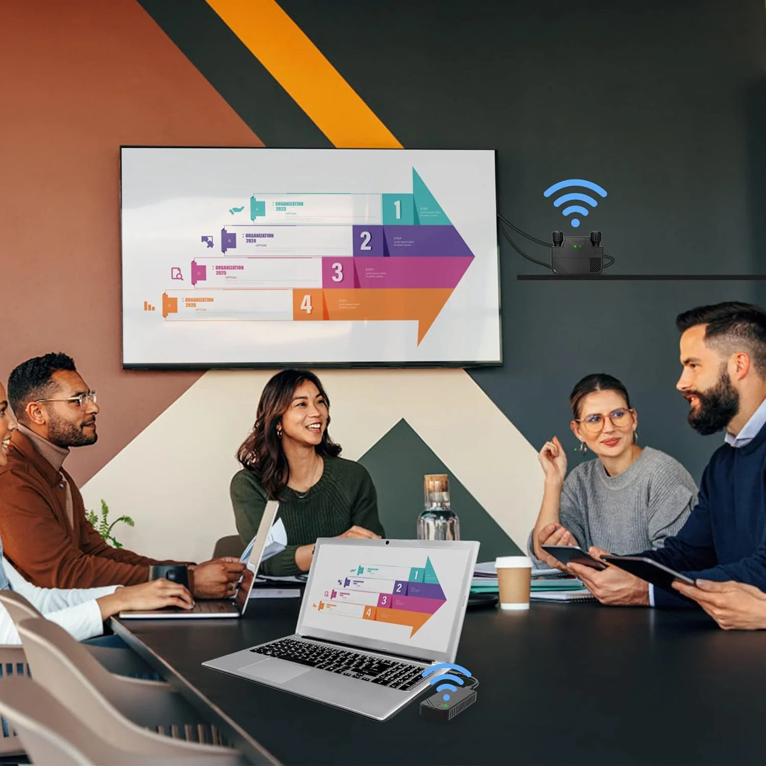 فرستنده و گیرنده بی‌سیم تایپ سی NALACAL 1080P@60Hz پشتیبانی از 5GHz انتقال پایدار ویدئو/صدا به مانیتور، پروژکتور، HDTV، توسعه دهنده HDMI بی‌سیم برد بلند 330FT/100M برای پخش رسانه