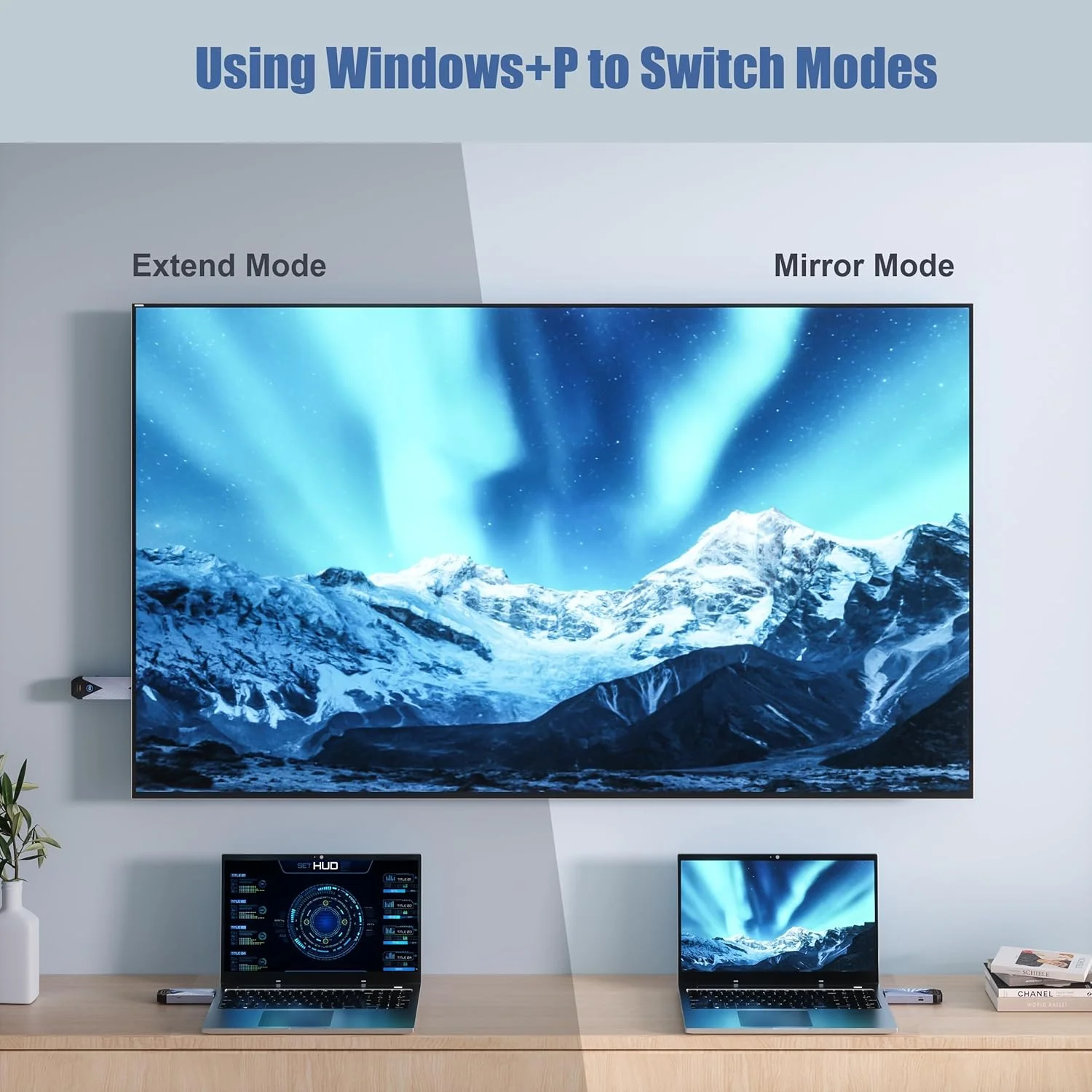 فرستنده و گیرنده HDMI بی سیم NALACAL، توسعه دهنده HDMI بی سیم 2.4/5 گیگاهرتز، دانگل HDMI بی سیم برای پخش جریانی از دوربین، DSLR، کامپیوتر، لپ تاپ به تلویزیون/پروژکتور/مانیتور