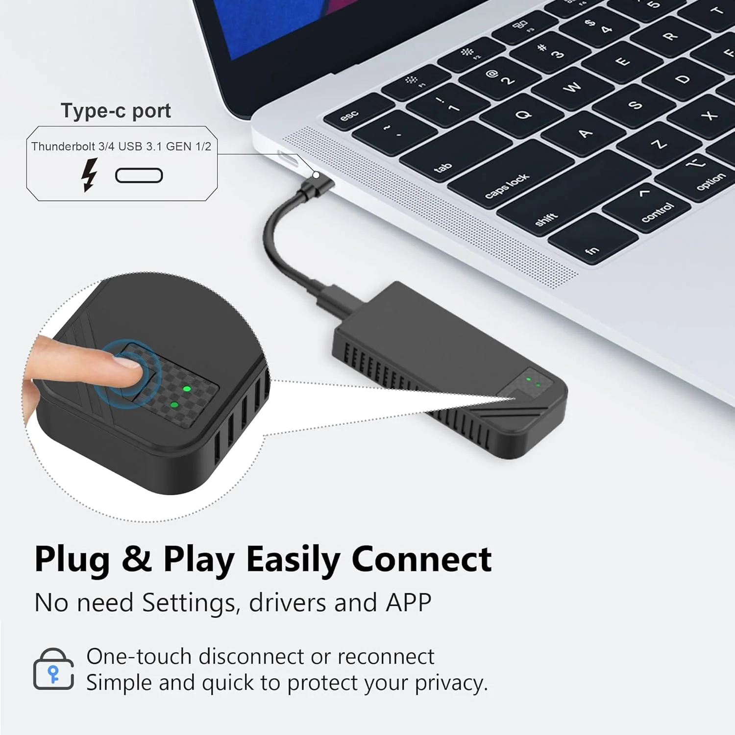 فرستنده و گیرنده بی‌سیم تایپ سی NALACAL 1080P@60Hz پشتیبانی از 5GHz انتقال پایدار ویدئو/صدا به مانیتور، پروژکتور، HDTV، توسعه دهنده HDMI بی‌سیم برد بلند 330FT/100M برای پخش رسانه