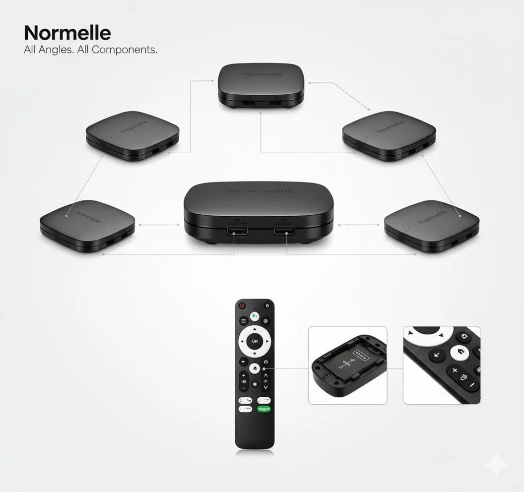 نورمل تی وی باکس هوشمند نسخه 5G اندروید 11.0 مدیا پلیر - 2 گیگابایت رم 16 گیگابایت حافظه، پردازنده چهار هسته ای 64 بیتی، خروجی 4K UHD، وای فای دو بانده 2.4G/5G، بلوتوث 5.0، دستگاه استریم HDMI با USB و اترنت