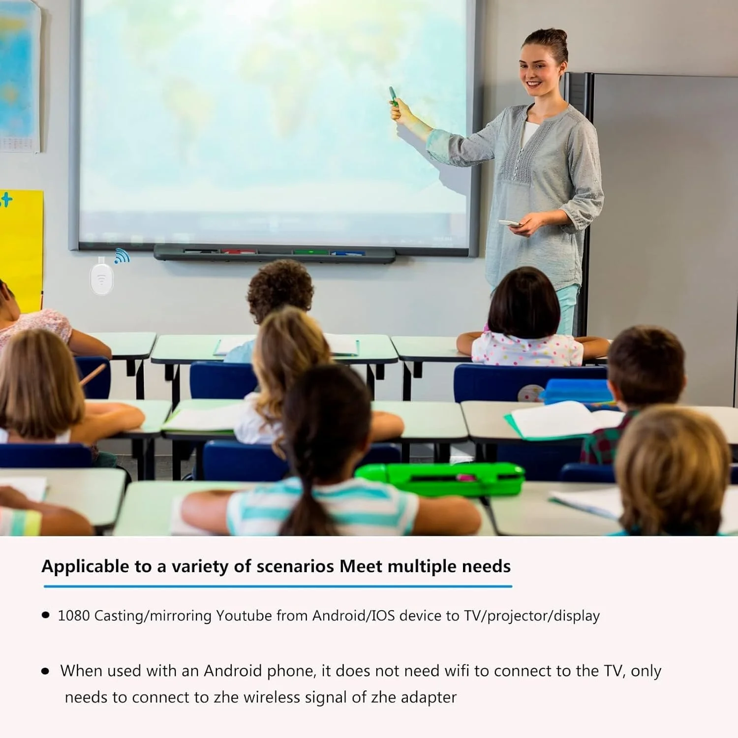 دانگل آداپتور نمایشگر HDMI بی سیم NALACAL، آداپتور تلویزیون برای برنامه های YouTube، دانگل گیرنده بازتاب ویدیو، مورد استفاده برای پخش/بازتاب آیفون مک iOS اندروید به تلویزیون/پروژکتور/مانیتور