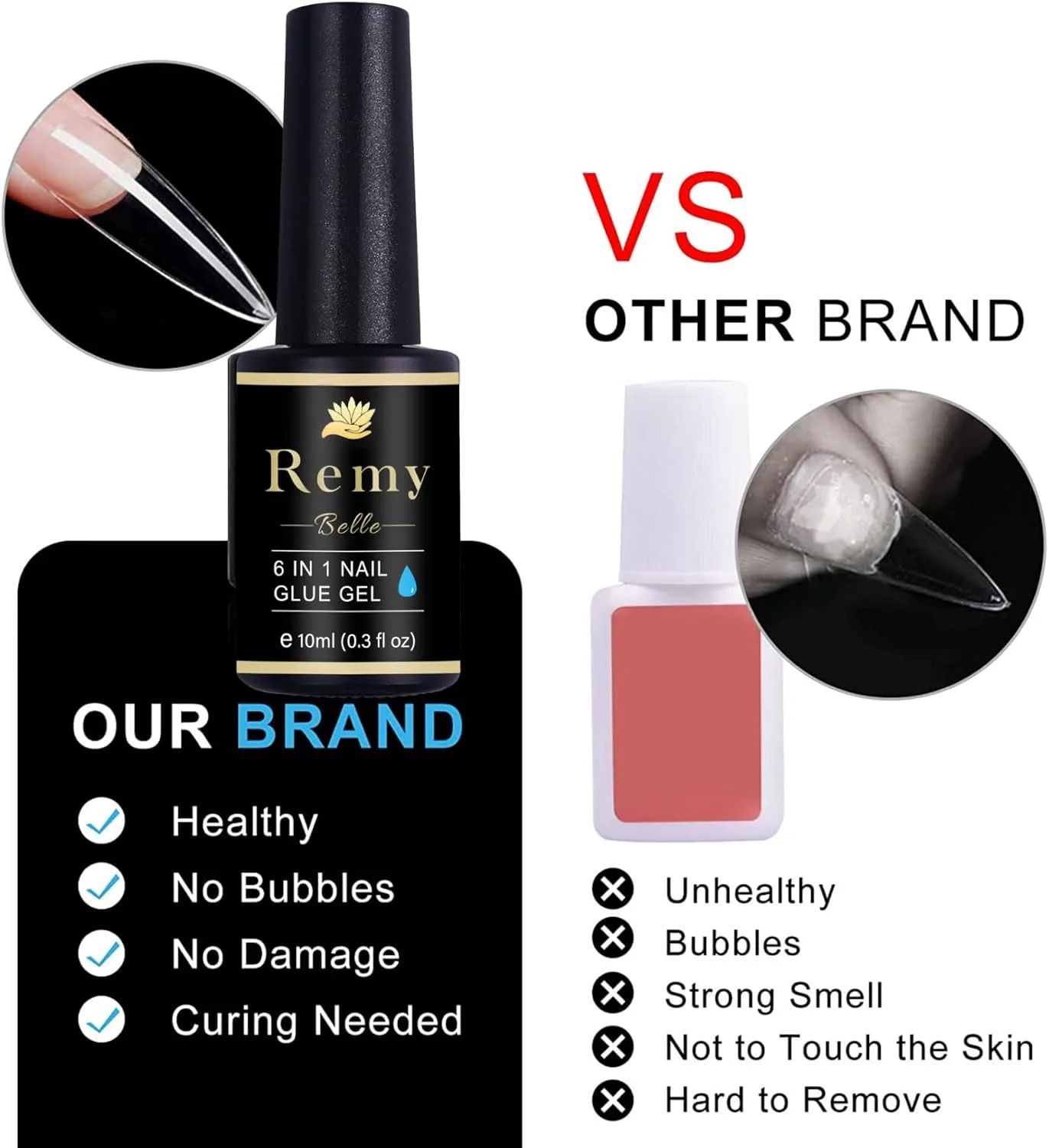 چسب ناخن ژلی 6 در 1 Remy Belle برای ناخن های اکریلیک با ماندگاری طولانی، چسب اکستنشن UV با نیاز به خشک شدن برای نوک ناخن های مصنوعی و ناخن های پرسی، درمان ترمیم ناخن چسب ناخن ژلی 6 در 1 Remy Belle برای ناخن های اکریلیک با ماندگاری طولانی، چسب اکستنشن UV با نیاز به خشک شدن برای نوک ناخن های مصنوعی و ناخن های پرسی، درمان ترمیم ناخن