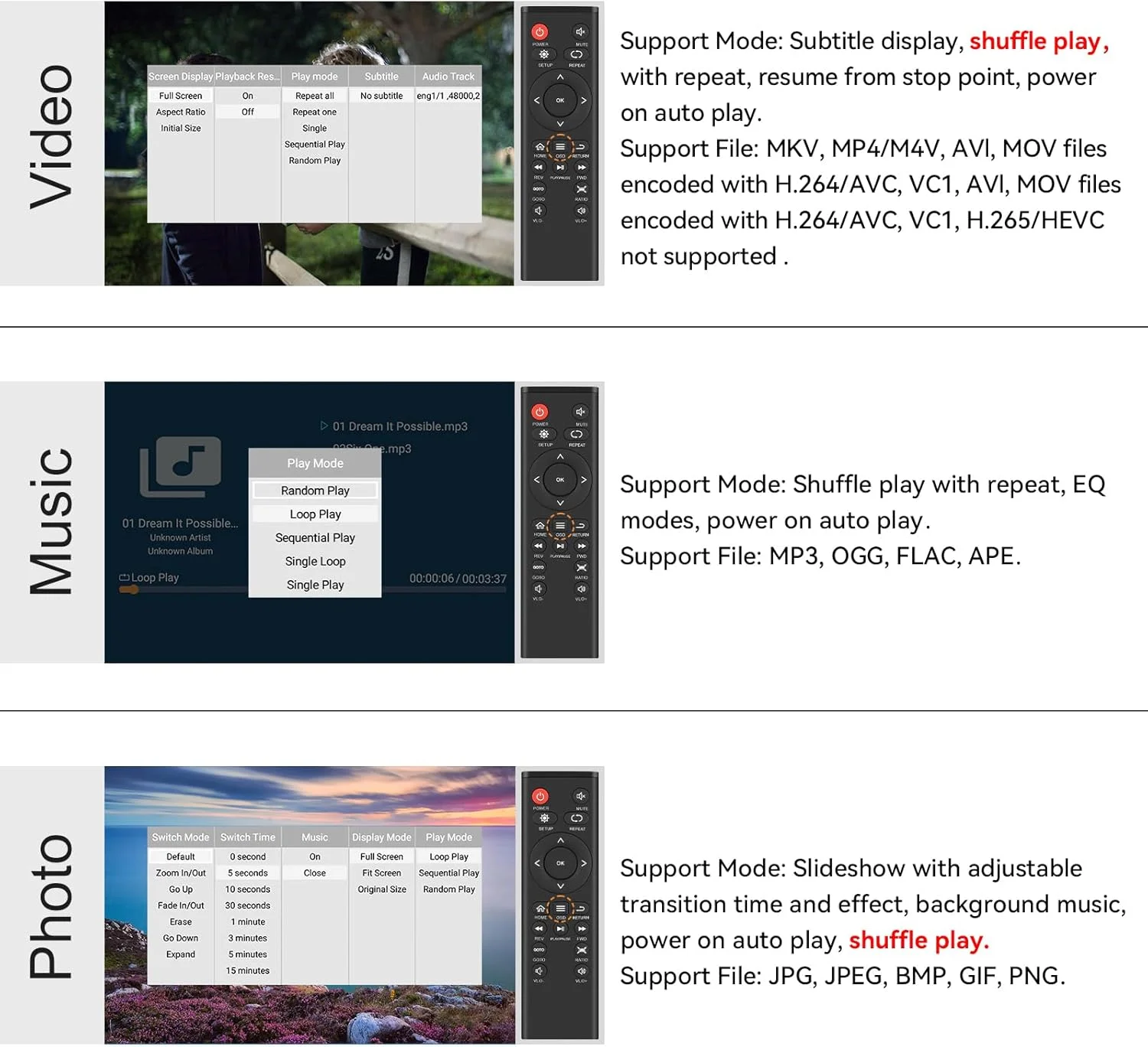 پخش کننده رسانه ای HDMI مدل MYPIN، مینی آبی 1080p Full-HD Ultra HDMI برای درایوهای USB HDD و کارت های SD با فرمت MKV/RM