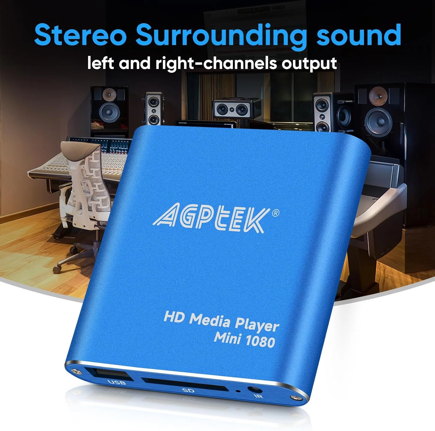 پخش کننده رسانه ای HDMI مدل MYPIN، مینی آبی 1080p Full-HD Ultra HDMI برای درایوهای USB HDD و کارت های SD با فرمت MKV/RM