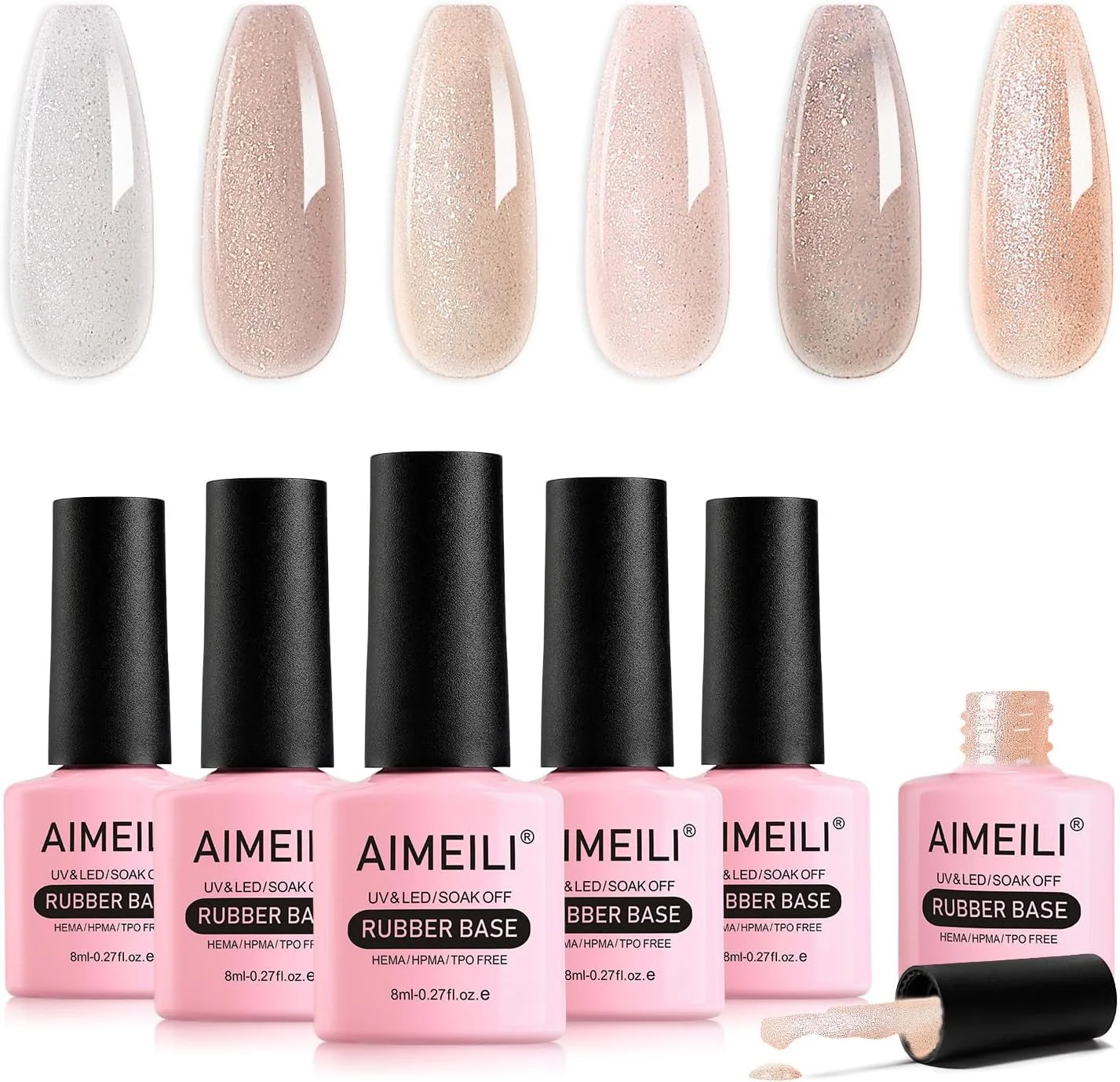 ست ژل بیس رابر AIMEILI، ۸ میلی لیتر، ۶ رنگ، ژل ناخن رابر UV، ۴ در ۱ - کیت ۵۱ ست ژل بیس رابر AIMEILI، ۸ میلی لیتر، ۶ رنگ، ژل ناخن رابر UV، ۴ در ۱ - کیت ۵۱