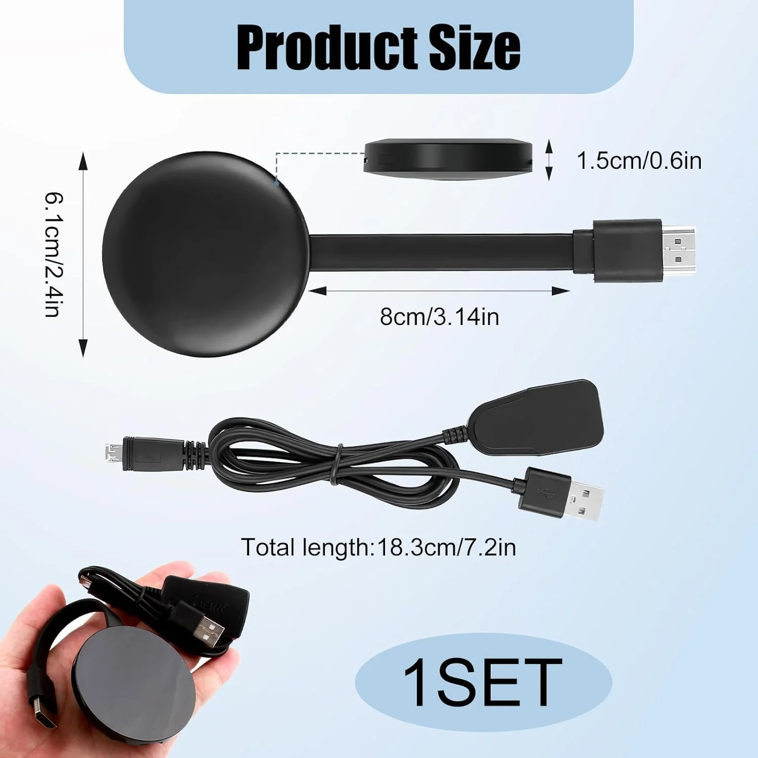 دانگل HDMI وایرلس میراکست 4K 2.4G، دانگل نمایشگر وای فای وایرلس 1080P، HDMI وایرلس سازگار با ویندوز/مک/اندروید/iOS/میراکست/DLNA/ایرپلی، پشتیبانی از تلویزیون/مانیتور