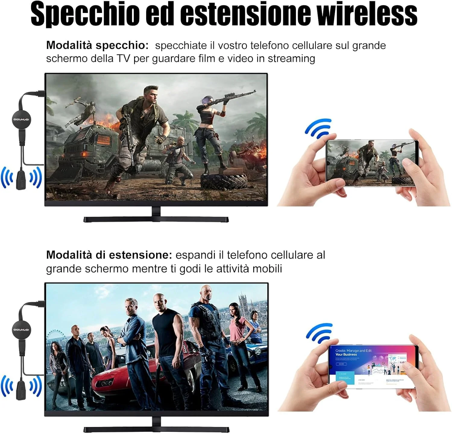 دانگل میراکست HDM، دانگل HDMI بی‌سیم، دانگل میراکست HDMI، سازگار با آی‌پد/اندروید/آی‌اواس به تلویزیون/مانیتور (پشتیبانی از میراکست، DLNA، ایرپلی)