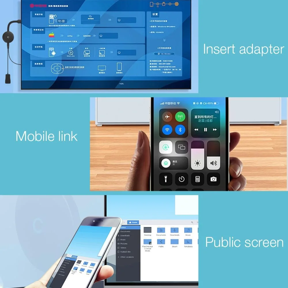 آداپتور HDMI بی‌سیم، دانگل HDMI بی‌سیم، 2.4/5 گیگاهرتز 4K Full HD Miracast HiFi HD-MI دانگل، Miracast برای تلویزیون، پشتیبانی از Android/iOS/Laptop/PC/Monitor/TV/DLNA/Airplay