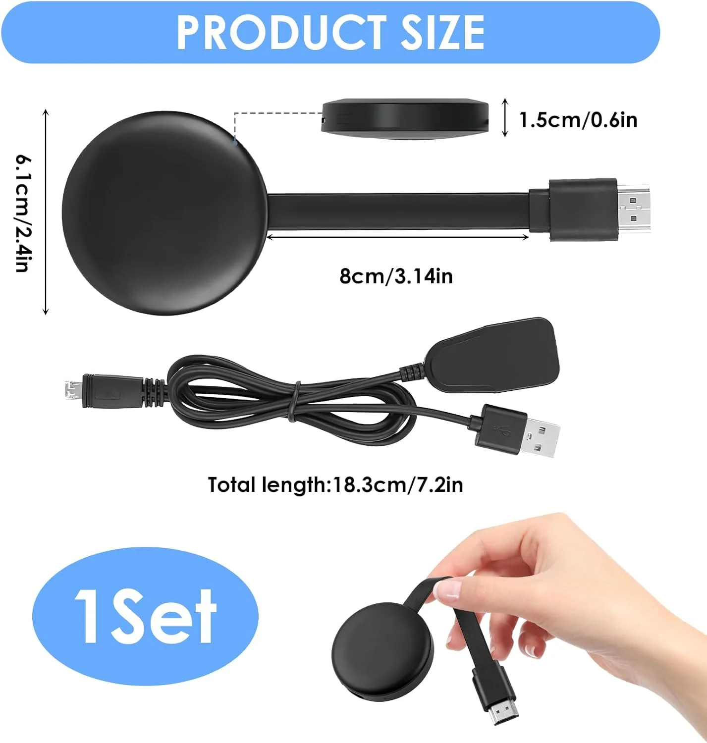 دانگل HDMI وایرلس میراکست 4K 2.4G، دانگل نمایشگر وای فای وایرلس 1080P