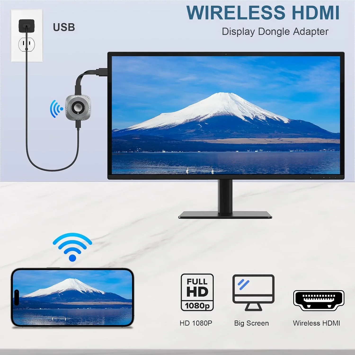 دانگل HDMI وایرلس Miracast، دانگل استریمینگ قابل حمل برای انتقال فایل های ویدئویی و صوتی از دستگاه های آیفون، آیپد، اندروید و iOS به پروژکتور مانیتور HDTV با پشتیبانی از Miracast AirPlay دانگل HDMI وایرلس Miracast، دانگل استریمینگ قابل حمل برای انتقال فایل های ویدئویی و صوتی از دستگاه های آیفون، آیپد، اندروید و iOS به پروژکتور مانیتور HDTV با پشتیبانی از Miracast AirPlay