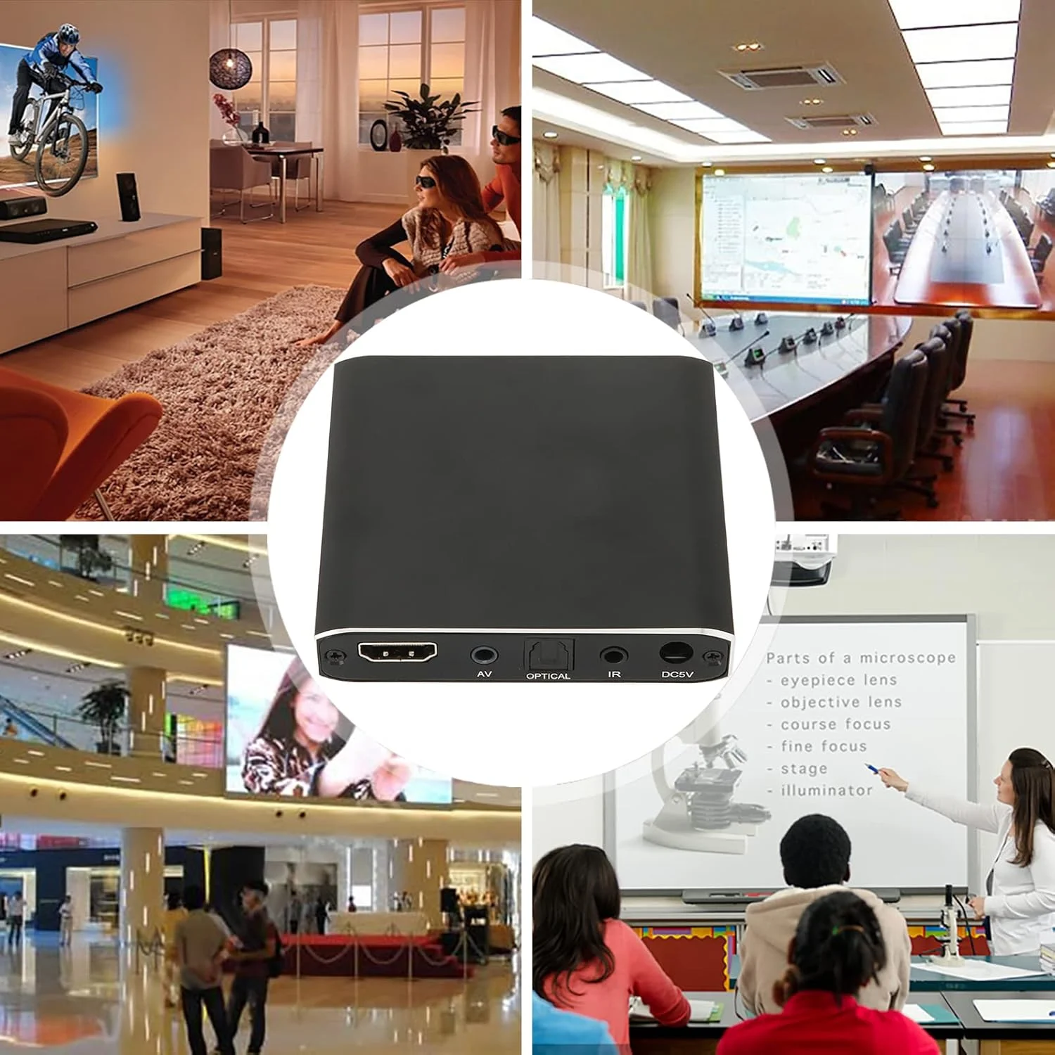 پخش کننده رسانه HDMI 4K@60 هرتز با ریموت کنترل، پشتیبانی از 4K 10Bit H.264/H.265 4K 60fps، برای هارد دیسک ها، کارت های SD، PPT، MKV، MP4، AVI، MOV، MPEG (دوشاخه آمریکایی)