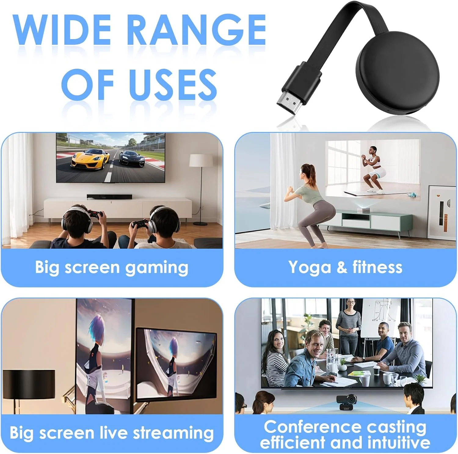 دانگل HDMI وایرلس میراکست 4K 2.4G، دانگل نمایشگر وای فای وایرلس 1080P